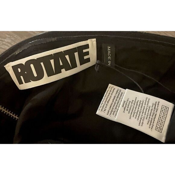 ROTATE BIRGER CHRISTENSEN Emili Crop Top Faux Leather Black Logo-Embossed Size 4 - Picture 5 of 6